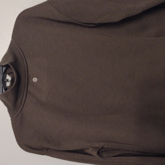 Fuzzy Fleece Lined Funnel Neck Yoga Sweater Size Small Oversized Dark Green WARM - Picture 11 of 15